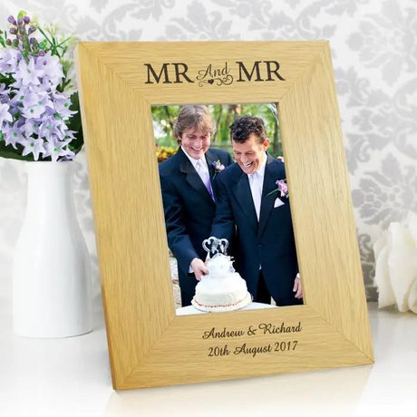 Personalised Oak Finish 6x4 Mr & Mr Photo Frame - Photo Frames at Gift Moments