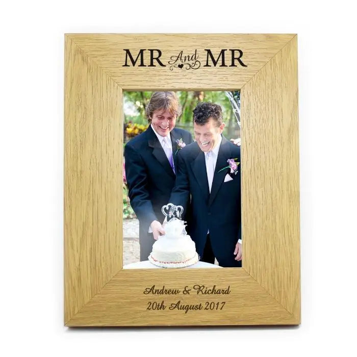 Personalised Oak Finish Mr & Mr Photo Frame: 2 - Photo Frames By Gift Moments