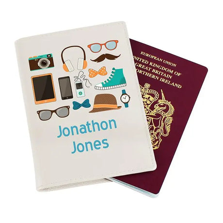 Personalised Male Essentials Cream Passport Holder - Travel Accessories at Gift Moments