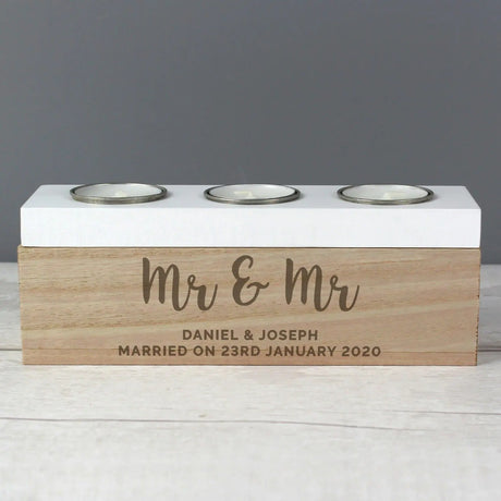 Personalised Married Couple Triple Tea Light Box - Gift Moments