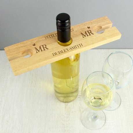 Personalised Married Couple Wine Glass & Bottle Holder - Barware at Gift Moments