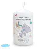 Personalised Tiny Tatty Teddy Christening Pillar Candle - Candles at Gift Moments