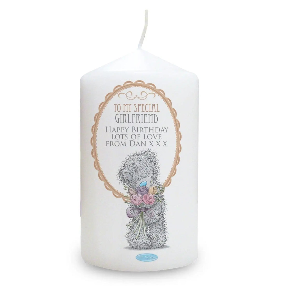 Personalised Me to You Flowers Pillar Candle For Her - Candles at Gift Moments