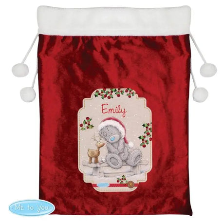 Personalised Me to You Reindeer Luxury Pom Pom Red Sack - Christmas Sacks at Gift Moments