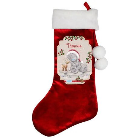 Personalised Me to You Reindeer Luxury Red Stocking - Christmas Stockings at Gift Moments