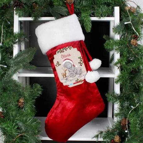 Personalised Me to You Reindeer Luxury Red Stocking - Christmas Stockings at Gift Moments