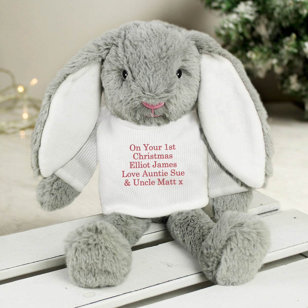 Personalised Christmas Bunny Rabbit - Red - Teddy Bears & Soft Toys at Gift Moments