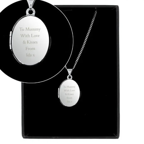 Personalised Message Sterling Silver Oval Locket Necklace - Gift Moments