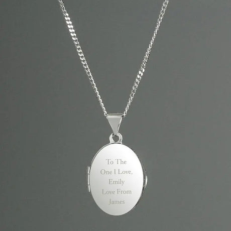 Personalised Message Sterling Silver Oval Locket Necklace - Gift Moments