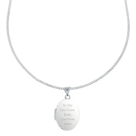 Personalised Message Sterling Silver Oval Locket Necklace - Gift Moments