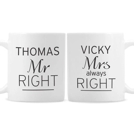 Personalised Classic Mr Right/Mrs Always Right Mug Set - Mugs at Gift Moments