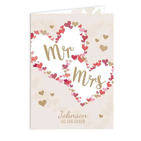 Personalised Mr & Mrs Confetti Hearts Wedding Card - Greeting Cards at Gift Moments