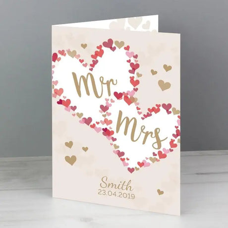 Personalised Mr & Mrs Confetti Hearts Wedding Card - Greeting Cards at Gift Moments