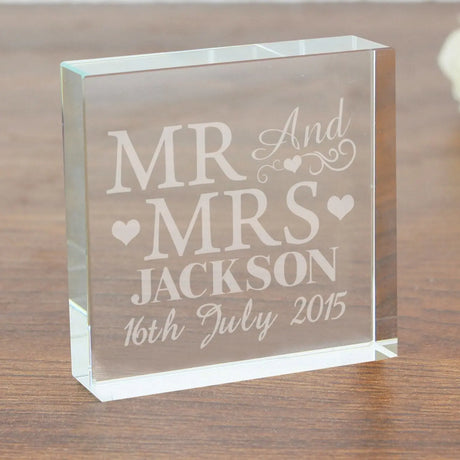 Personalised Mr & Mrs Crystal Token - Crystal Tokens at Gift Moments