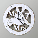 Personalised Mr & Mrs Shape Wooden Clock - Gift Moments