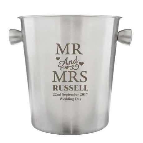 Personalised Mr & Mrs Stainless Steel Ice Bucket - Barware at Gift Moments