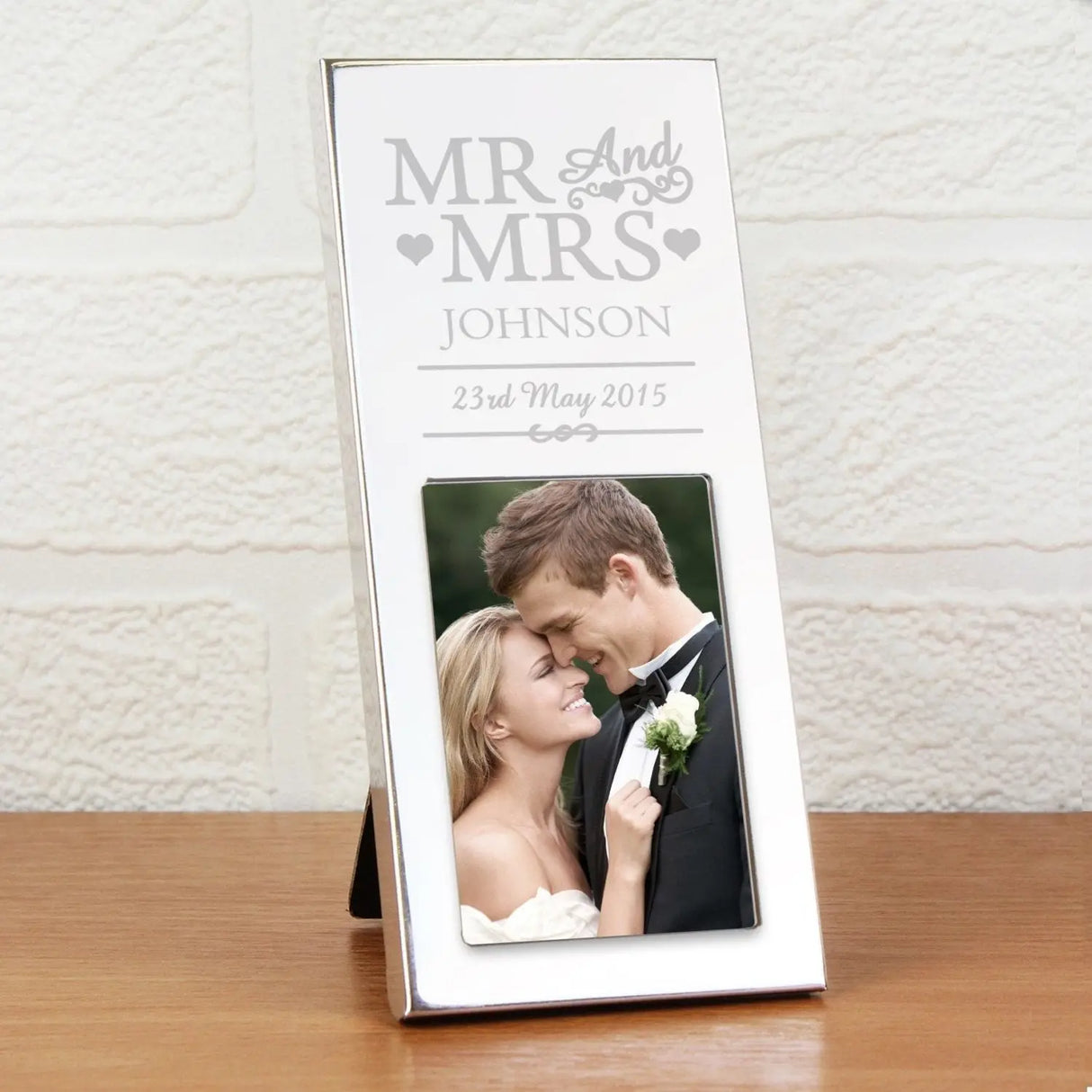 Personalised Small Mr & Mrs 2x3 Silver Photo Frame - Photo Frames at Gift Moments