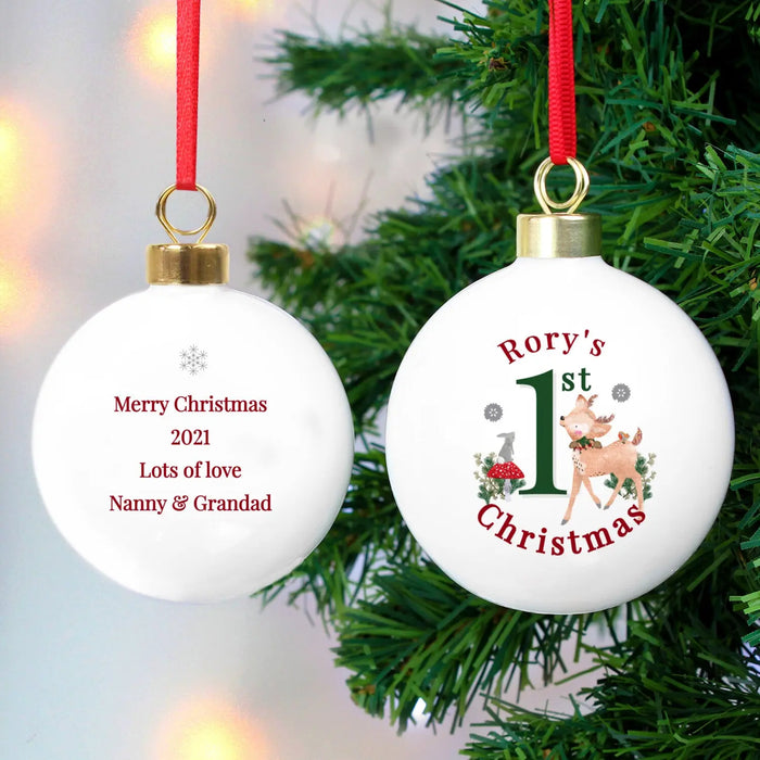 Personalised My 1st Christmas Festive Fawn Bauble - Gift Moments