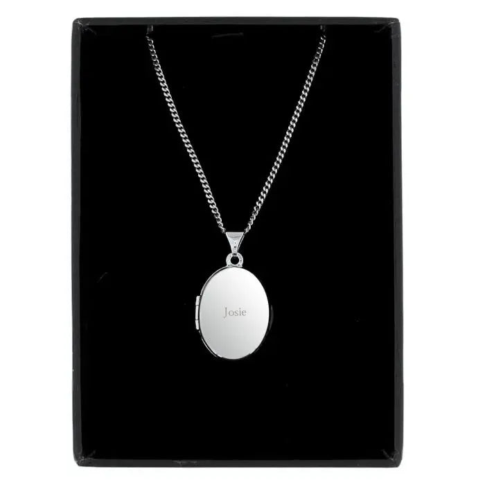 Personalised Sterling Silver Oval Locket Necklace: 5 - Necklaces By Gift Moments