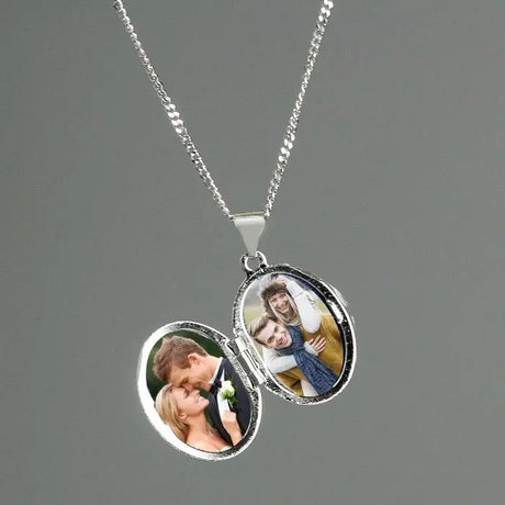 Personalised Sterling Silver Oval Locket Necklace - Necklaces at Gift Moments