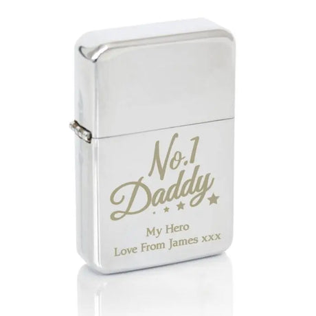 Personalised No.1 Daddy Silver Lighter - Smoking Accessories at Gift Moments