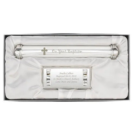 Personalised Baptism Silver Plated Certificate Holder - Certificate Holders at Gift Moments