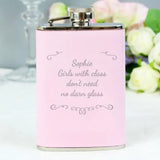 Personalised Pink Stainless Steel Hip Flask: 1 - Hip Flasks By Gift Moments