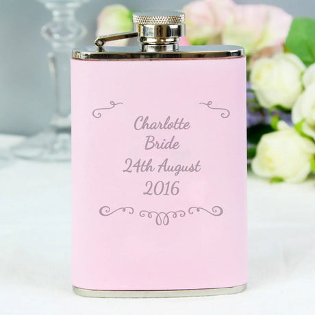 Personalised Ornate Pink Hip Flask - Gift Moments