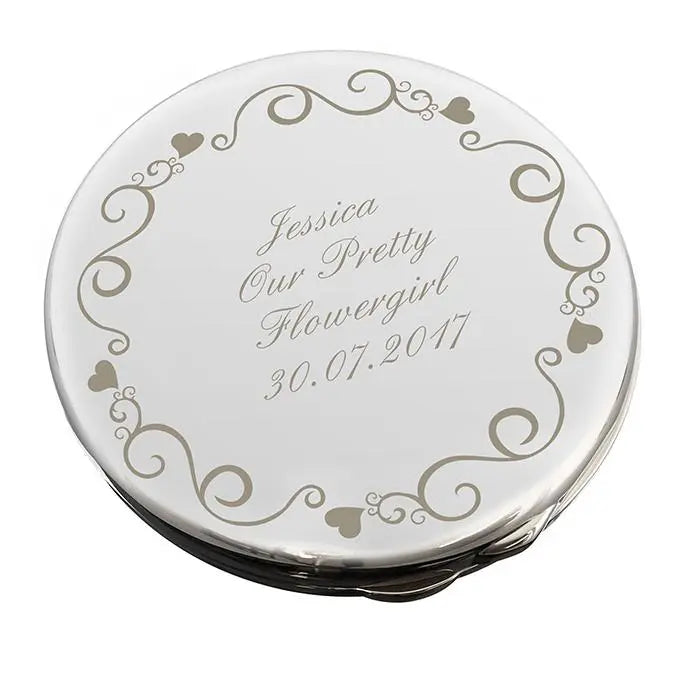 Personalised Ornate Heart Compact Mirror: 3 - Compact Mirrors By Gift Moments