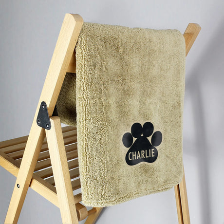 Personalised Pet Paw Brown Microfiber Towel - Gift Moments