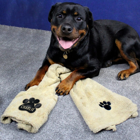 Personalised Pet Paw Brown Microfiber Towel - Gift Moments