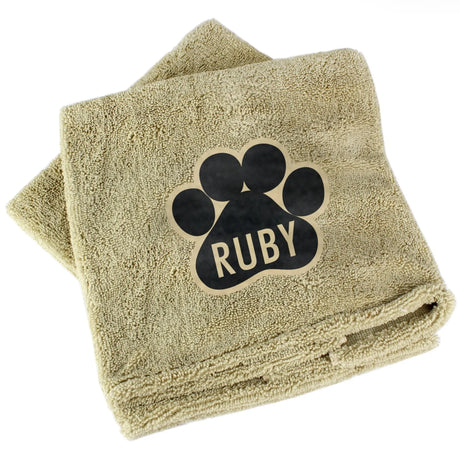 Personalised Pet Paw Brown Microfiber Towel - Gift Moments