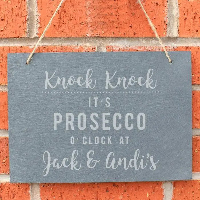 Personalised Prosecco O'Clock Large Hanging Slate Sign - Signs & Plaques at Gift Moments