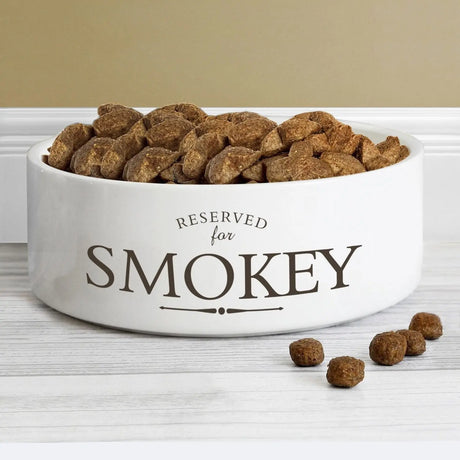 Personalised Reserved For 14cm Medium White Pet Bowl - Pet Products at Gift Moments