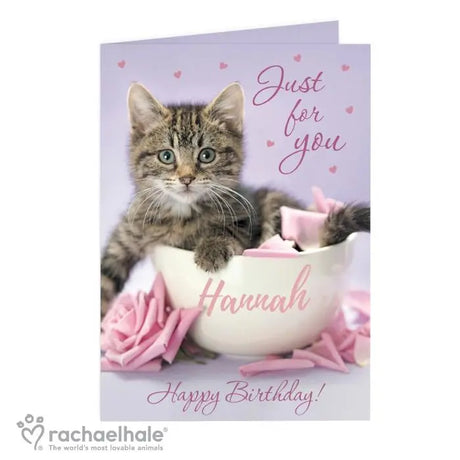 Personalised Rachael Hale 'Just for You' Kitten Card - Greeting Cards at Gift Moments