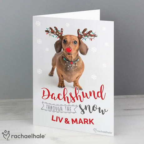 Personalised Rachael Hale Christmas Dachshund Through the Snow Card - Greeting Cards at Gift Moments