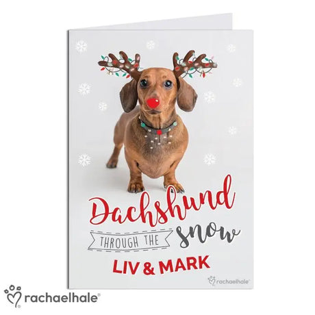 Personalised Rachael Hale Christmas Dachshund Through the Snow Card - Greeting Cards at Gift Moments