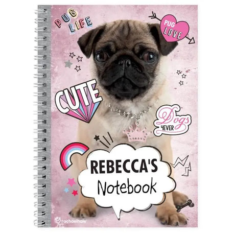 Personalised Rachael Hale Doodle Pug A5 Notebook - Notebooks at Gift Moments