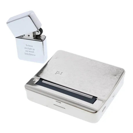 Personalised Rolling Tin and Silver Lighter Set - Gift Moments