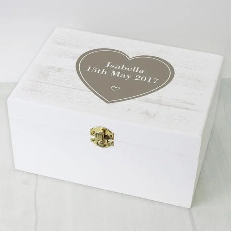 Personalised Rustic Heart White Wooden Keepsake Box - Keepsake Boxes at Gift Moments