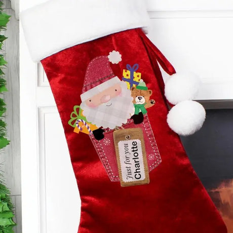 Personalised Santa Claus Luxury Red Stocking - Christmas Stockings at Gift Moments