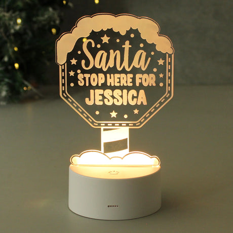 Personalised Santa Stop Here LED Colour Changing Night Light - LED Lighting at Gift Moments