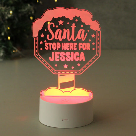 Personalised Santa Stop Here LED Colour Changing Night Light - LED Lighting at Gift Moments