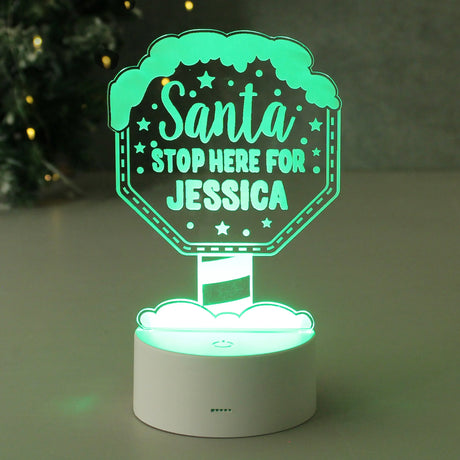 Personalised Santa Stop Here LED Colour Changing Night Light - LED Lighting at Gift Moments