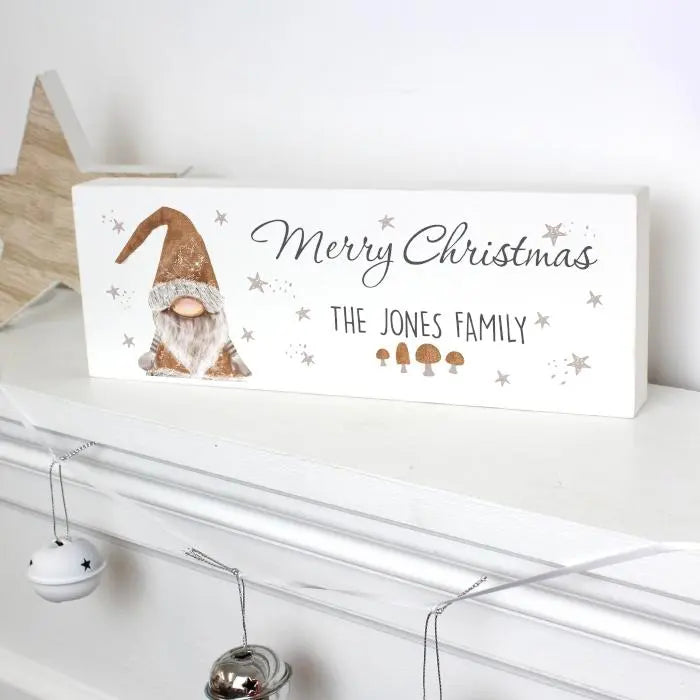 Personalised Scandinavian Christmas Gnome Wooden Block - Gift Moments