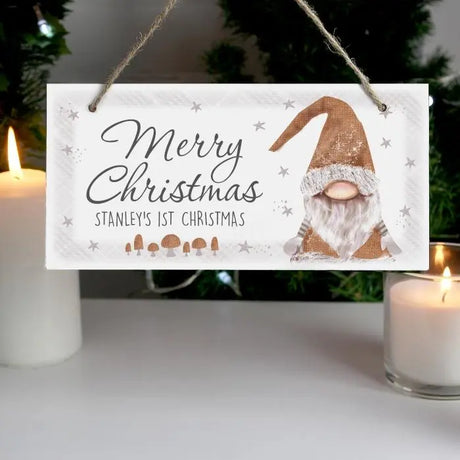 Personalised Christmas Gonk Wooden Sign - Signs & Plaques at Gift Moments