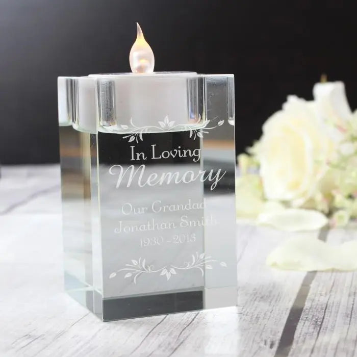 Personalised Sentiments Glass Tea Light Holder - Gift Moments