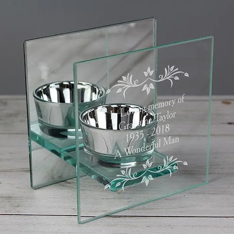 Personalised Sentiments Mirrored Glass Tea Light Holder - Gift Moments