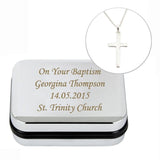 Personalised Silver Cross Necklace with Engraved Chrome Gift Box - Necklaces at Gift Moments