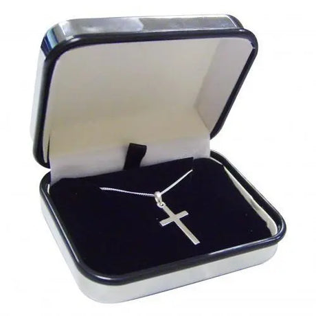 Personalised Silver Cross Necklace with Engraved Chrome Gift Box - Necklaces at Gift Moments